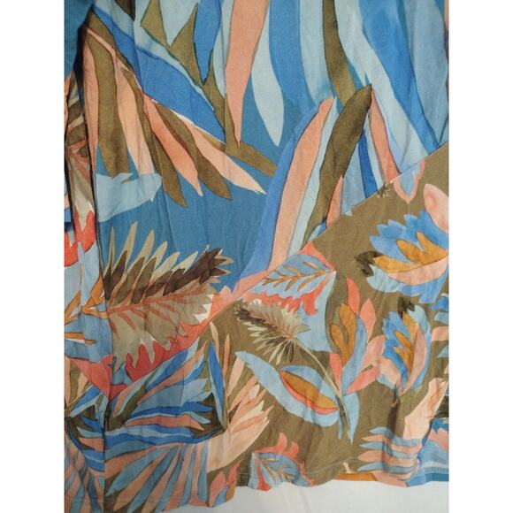 Soft Surroundings Shirt Womens 1X Blue Tropical Leaf Print Tunic Top 3/4 Sleeve - Picture 3 of 6